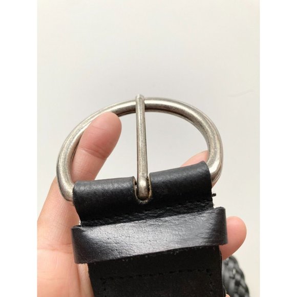 TOMMY HILFIGER Black Braided Woven Leather Hip Belt, Size XS - Picture 9 of 12